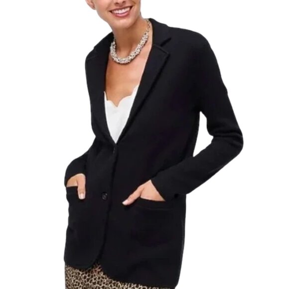J.Crew Schoolboy Sweater Blazer Black Size S | Cotton Knit Preppy Academia | G93 - Picture 1 of 16